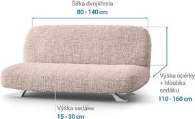 Bielastické poťahy GRAFITI NOVÉ béžové dvojkreslo s drevenými rúčkami (š. 80 - 140 cm)