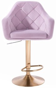 LuxuryForm Barová stolička ROMA VELUR na zlatom tanieri - levanduľa