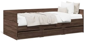 Denná posteľ so zásuvkami hnedý dub 75x190 cm kompozitné drevo 3280838