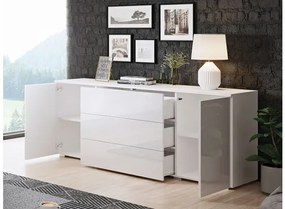 Komoda so zásuvkami Nova -150 (biela + lesk biely). Vlastná spoľahlivá doprava až k Vám domov. 1060063