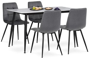 Autronic BONTEC Jedálenský set so 4 stoličkami, 130x70x76cm, keramika, mramor, ASE-1038 GREY2 Farba: Šedá
