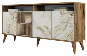 Skrinka Milan Walnut and White Marblemramoru