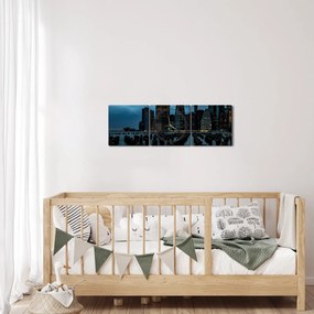 Obraz - Pohľad na mrakodrapy New Yorku (s hodinami) (90x30 cm)