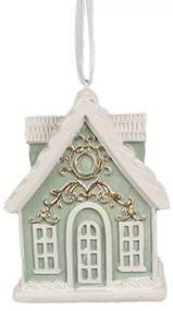 Zelená závesná vianočná ozdoba perníková chalúpka Gingerbread - 6*4*8 cm