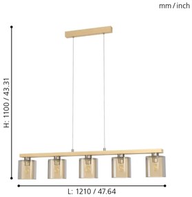 Eglo 901292 - Luster na lanku CASTRALVO 5xE27/28W/230V