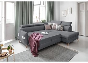 Tmavosivá rozkladacia rohová pohovka (pravý roh) Sweet Harmony – Miuform