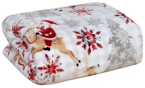 Biela vianočná mikroplyšová deka NORTH POLE Rozmer: 200 x 220 cm