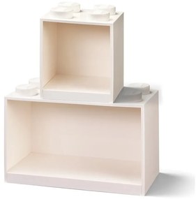 Súprava 2 detských bielych nástenných políc LEGO® Brick