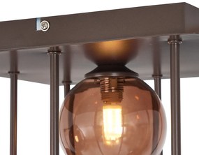 Dizajnové stropné svietidlo bronzové s bronzovým sklom 9-svetiel - Atény