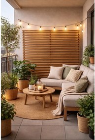 Drevená balkónová zástena v prírodnej farbe 153x185 cm – Hartman