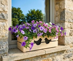 AMADEA Drevený obal s hrantíkom s vtáčikmi, 52x21,5x17cm, český výrobok