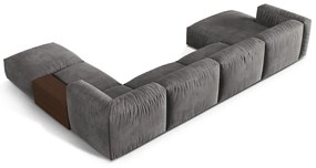 Sivá zamatová modulárna rohová pohovka (pravý roh/do tvaru "U") Martina – Micadoni