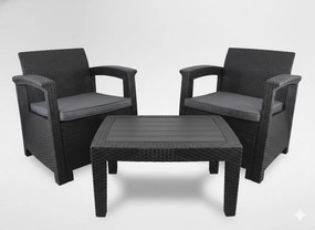 Garden Line ZÁHRADNÝ NÁBYTOK - ANTRACIT (2 KRESLÁ, STÔL)