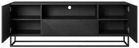 TV stolík Asha 167 cm so zásuvkou a kovovou konštrukciou - čierny mat