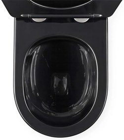 Rea Carlo Mini, závesné WC + toaletné sedadlo, čierna lesklá-zlatý okraj, REA-C4695