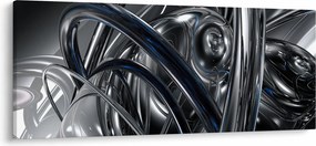 Obraz sivej abstrakcie s modrou (120x50 cm)