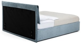 Modrá čalúnená dvojlôžková posteľ s úložným priestorom s roštom 180x200 cm Thessa Pillow – Bonami Selection