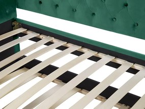 Zamatová posteľ 90 x 200 cm zelená GASSIN Beliani
