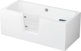 Vaňa s dvierkami Polimat OVI 160x75 ĽAVÁ bez čelného krycieho panelu + vaňový sifón automat s prepadom VABPS-ZU 70