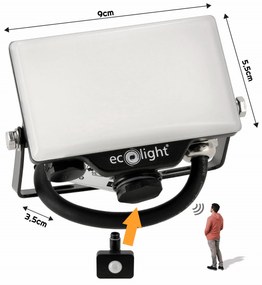 ECOLIGHT LED reflektor 10W 2v1 - neutrálna biela + čidlo pohybu
