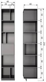 Čierna modulárna knižnica z borovicového dreva 40x210 cm Finca – WOOOD