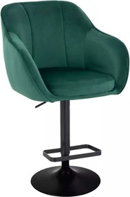 LuxuryForm DESIGN Barová stolička AVOLA VELUR na čiernom tanieri - zelená