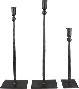 3ks čierny antik kovaný svietnik Hillo - 16*10*52 / 16*10*49 / 10*9*35 cm