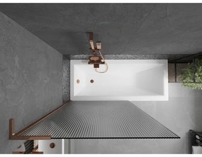 Mexen Next L, 1-krídlová vaňová zástena 100 x 150 cm, 6mm sklo s rebrovým vzorom, ružové zlato profil, 895-100-000-03-09-60