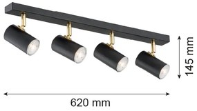 Argon 1690 - Bodové svietidlo LAGOS 4xGU10/5W/230V čierna/mosadz