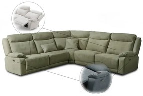 Rohová sedacia súprava CONTINENTAL rohová s funkciou relax, elektrické, zelená (plutone 24 verde salvia)