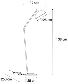Retro stojaca lampa ružová s bronzom - Milou