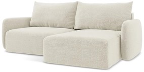 Krémovobiela rozkladacia/s úložným priestorom rohová pohovka (pravý roh) Kalena – Makamii