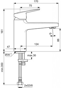 Ideal Standard Ceraplan - Umývadlová batéria Grande bez odtokovej garnitúry, chróm BD222AA