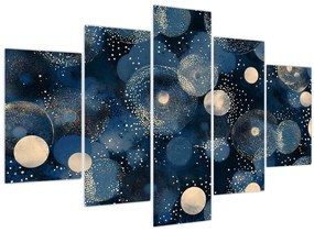 Obraz - Modro-zlaté krúžky (150x105 cm)