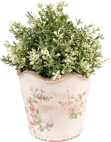 Keramický obal na kvetináč s ružami a vlnitým okrajom Rossia M - Ø16*14 cm