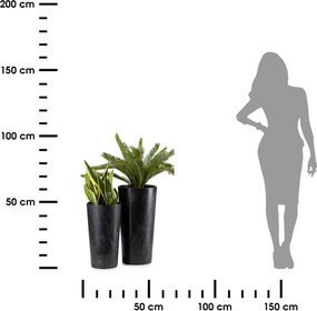 PLASTOVÝ KVETINÁČ URBANIKA SADA 2KS 57X30 CM+46,6X25,5 CM ČIERNA