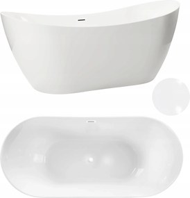 Voľne Stojaca Vaňa 170 x 72 Biela S Prepadom A Odtokom