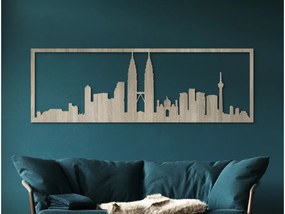 drevko Obraz Kuala Lumpur panoráma Rozmer obrazu: 29,5 x 89 cm, Farba dekorácie: Čierna