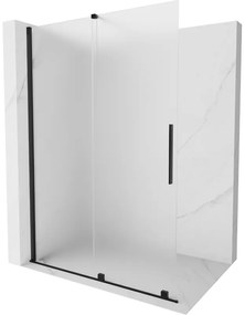 Mexen Velar, sprchová zástena s posuvnými dverami Walk-in 150 x 200 cm, 8mm sklo námraza, čierna matná, 871-150-000-33-70