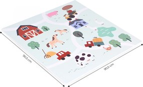ECOTOYS Detská penová puzzle hracia podložka Farma EVA 90,5×90,5 cm, 21 dielov