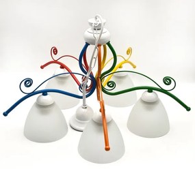 Luster na reťazi RETRO 5xE27/60W/230V biela/pestrofarebná
