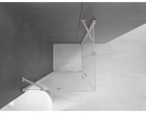 Mexen Velar Duo, sprchový kút s posuvnými dverami 90 x 90 cm, 8mm sklo námraza, brúsená oceľ, 871-090-090-32-97
