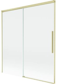 Mexen Rox, 2-krídlová posuvná vaňová zástena 150 x 150 cm, 8mm číre sklo, zlatý matný profil, 8C9-150-001-55-00