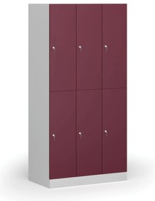 Šatníková skrinka s úložnými boxmi, 6 boxov, 1850 x 900 x 500 mm, demont, cylindrický zámok, červené dvere