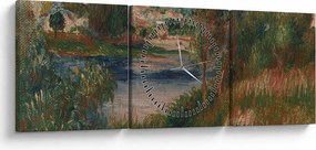 Obraz - Auguste Renoir, Landscape at Vetheuil, reprodukcia (s hodinami) (90x30 cm)