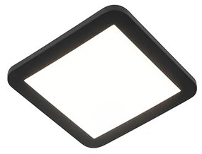 Stropné svietidlo čierne 22,5 cm štvorcové vrátane LED 3-stupňový stmievač IP44 - Steve