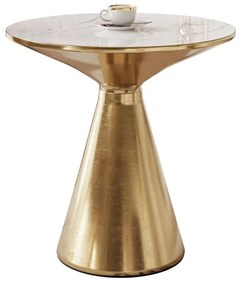 OKRÚHLY KONFERENČNÝ STOLÍK ELLINE ZLATÝ NEREZ + BIELY MRAMOR