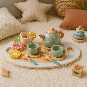 Drevený čajový set pre deti 3+ 14-dielny ECOTOYS drevená hračka
