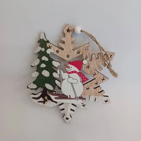 DECOLED Ozdoba so snehuliakom, 15 cm, drevená