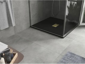Mexen Hugo, štvorcová sprchová vanička SMC 100 x 100 cm, čierna, zlatá krytka, 42701010-G